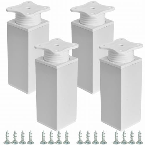 STOLMET Möbelfüße Füße Für Möbel 4 Stück 100 mm Möbelbeine Wohnzimmer Küche Schlafzimmer Schrank Sofa Sessel Kunststoff Höhenverstellbar Glänzend Weiß