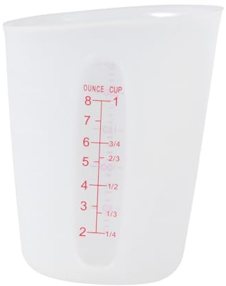 Silicone Measuring Cup 250ml White Soft Graduated Cup | Dual Scale for Precise Dosage, Easy-reading Semi- Surface, Kitchen and Laboratory Use