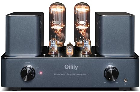Oilily A211 Vacuum Tube Integrated Amplifier, 12W+12W Class A Single-Ended, 211x2Tube, with 4Ω/8Ω Speaker Output, Perfect for Audiophiles & Home Theater (Black)