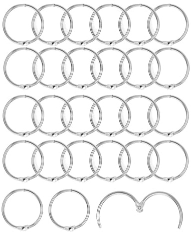 30 Stück Binder Ringe Bücher Ringe 25mm Lose Blatt Buch Ringe Metall Ringe Loseblatt Verbinder Ringe Heftringe Ringbuch Ringe für Scrapbook Album Notizbuch Karteikarten(Silber)