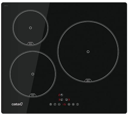 CATA Placa Inducción IB 6303 E2 BK 3 Areas Cocción Control Tactil 9 Niveles Potencia Regulable Bloqueo Seguridad Temporizador Color Negro