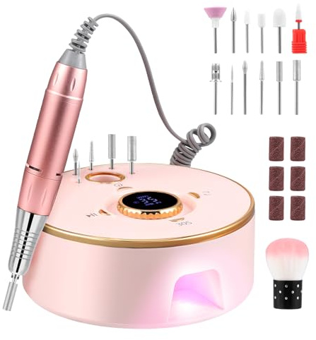 Nagelfräser für Gelnägel Kabellos 35000 U/Min, 13 in 1 Elektrische Nagelfräser mit LED Display, Einstellbarer Geschwindigkeit & Drehrichtung, Maniküre Pediküre Set für den Heim- und Salongebrauch