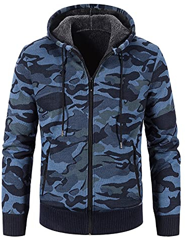 Felpe con cappuccio da uomo con zip intera mimetica felpa da uomo in pile con cappuccio in velluto felpe a maniche lunghe mimetiche spesse e leggere tute cardigan giacca casual confortevole