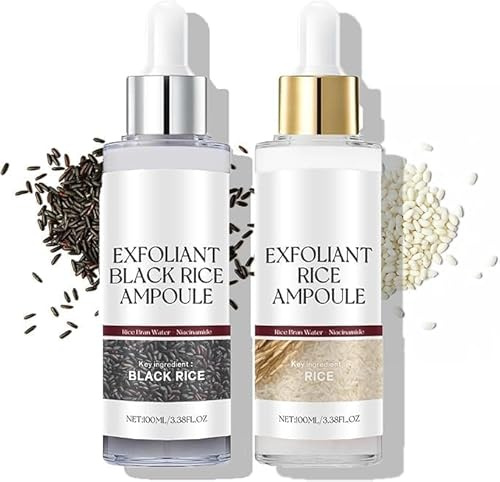 Frasco de arroz Peel Shot Glow Duo: ampolla de arroz blanco y negro, exfoliante suave para rostro y cuerpo, elimina células muertas y negro (100 ml, 1 unidad)