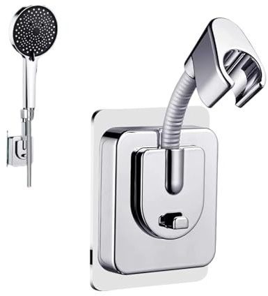360° Drehbar Duschbrause Halterung, Duschkopfhalterung ohne Bohren,Verstellbare Handbrause Halterung mit Silikon-Adapter, Shower Head Holder Für Bad, Starke Selbstklebende Duschkopf Halterung