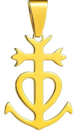 Felicidade Ciondolo a croce di Camargue in acciaio inossidabile – fede, carità e speranza – simbolo spirituale e tradizionale – elegante gioiello unisex – argento o oro, Taglia unica, Acciaio