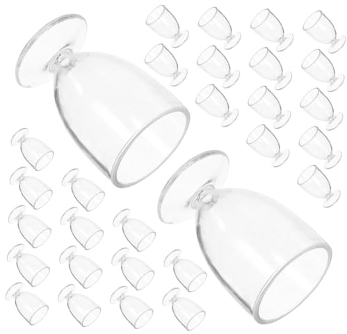 TOBBOMEY 50 Pezzi Mini Bicchieri in Plastica Rigida Trasparente Miniatura delle Bambole Decorazione Feste Compleanno Picnic