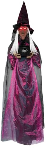 Decoración de de Halloween, Figura de con Ojos Luminosos y – 180 cm Grande para Puerta de jardín, Pared, Techo, Ramas de árboles, jardín Delantero