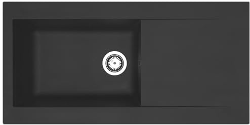Respekta Denver Mineralite diskho i svart / 1 skål Inbyggd diskho i 100 x 50 cm/Diskho lämplig för underskåp från 60 cm bredd / DENVER100X501BS