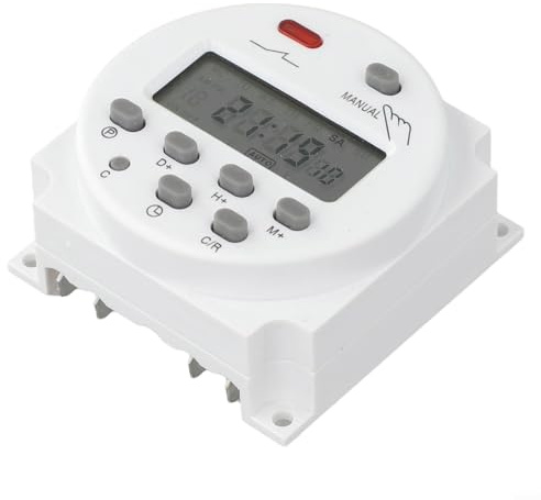 Pumixiy Programable para temporizador de relé de 12 V CC, retardo digital para relé con pantalla LCD, interruptor de temporizador de ciclo diario semanal para calle, montaje en panel con