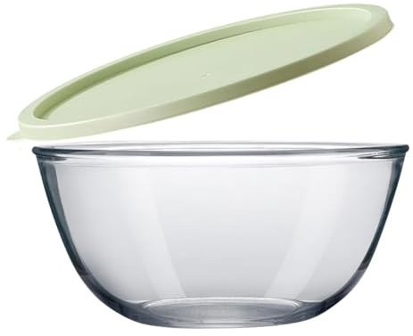 Ciotola in vetro da 4500 ml con coperchio, grande insalatiera, lavastoviglie, microonde, congelatore per servire la preparazione e la cottura