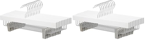 Amazon Basics Appendiabiti in legno con clip, confezione da 20, 36 x 16 cm, bianco