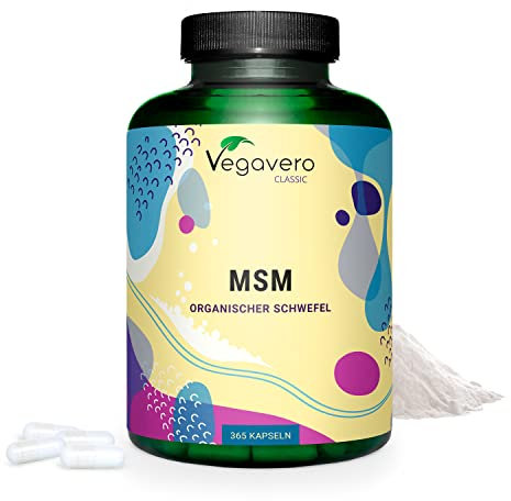 MSM Kapseln Vegavero | 365 Stück | 2000 mg rein Methylsulfonylmethan | Hochdosiert | Vegan & Ohne Zusatzstoffe