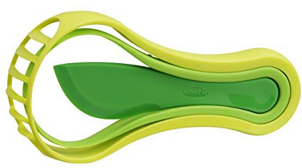 Chef'n 3-in-1 Avocado Tool VIBE, Küchenhelfer zum Zerteilen, Schälen und Schneiden von Avocados, Mangos, Papayas, Küchenutensil zum Entkernen (Farbe: Dunkel-/Hellgrün), Menge: 1 Stück