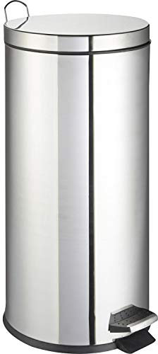 poubelle pédale métal 30L inox avec vernis de protection - poubelle de cuisine avec seau intérieur
