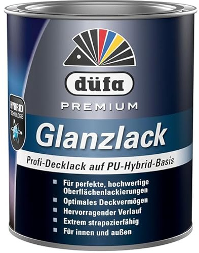 düfa Premium Glanzlack 750ml BLACK Profi-Decklack auf PU-Hybrid-Basis | Innen/Außen Buntlack schwarz