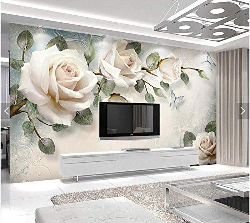 3D malerei wandbilder von rose blumen für wohnzimmer schlafzimmer esszimmer tv hintergrund wanddekoration tapete fototapete 3D Tapete effekt Vlies wandbild Schlafzimmer-300cm×210cm