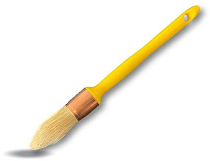 Kibros Lot 10 pinceaux rechampir n°2 Ø 21 mm Soie Virole cuivrée | N°2, Ø 21 mm, brosse soie, virole cuivrée, manche plastique jaune, émaux peinture teinture apprêts vernis.