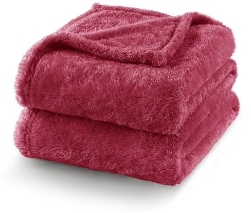 Exclusivo Mezcla Kuscheldecke Flauschig, Plüsche Fleecedecke, Dicke Decke | Superweiche Sofadecke, Kuschelige Tagedecke als Überwurfdecke, für Ganzjahreszeit, Waschmaschine, 130 x 170 CM, Weinrot