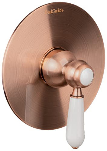 PaulGurkes Kupfer Unterputz Einhandmischer Mischbatterie Nostalgie Rote Bronze ein Verbraucher Einhebelmischer Montagebox Duscharmatur Wannenarmatur Waschtischarmatur Keramik Griff Vintage