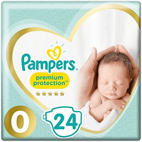 Pampers 24 pañales de protección prémium, tamaño 0 (menos de 3 kg)