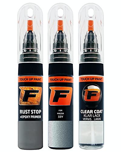 FIRANTO Lackstift Autolack Reparaturset für Mazda 33Y ICY Blue - 3-in-1 Autolack Kratzer Reparaturstift 15ml Grundierung, Klarlack
