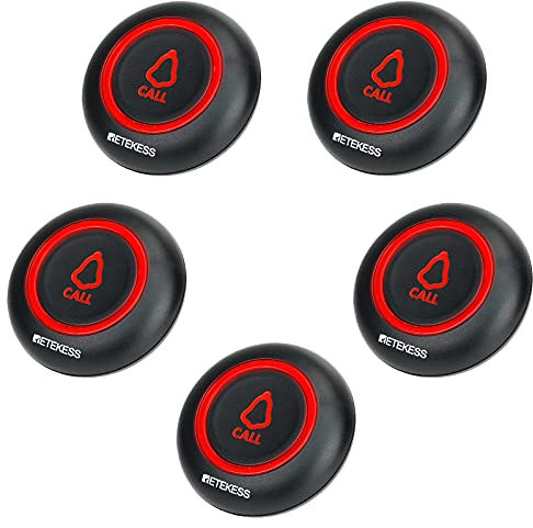 Retekess TD019 Restaurant Bipeur, Bouton d'Appel d'urgence Imperméable Émetteur, 600mAh Batterie Intégrée avec Veste en Silicone et Dragonne pour Restaurants, Bars, Maisons de Soins Infirmiers