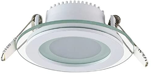 UNIVERSO SRL Pannello Led Faretto da Incasso Effetto Vetro Rotondo, 6W - Luce Naturale 4000K - 220 volts - Diametro 10 cm / 7,5 cm