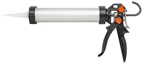 HARDY WORKING TOOLS pistolet à cartouche, pistolet mastic en silicone avec poignée ergonomique, Pistolet silicone 700ml, transmission de force 25:1 et 12:1, pistolet extrudeur, A2050-190700, Argenté
