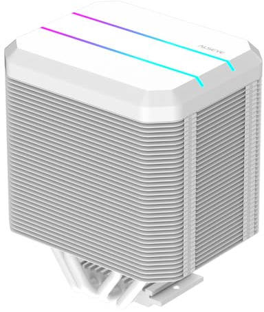 ALSEYE M90 CPU Cooler, Special Hidden Fan Designed Dual-tower CPU Air Cooler with ARGB Light Effect Cover for Small Size Chassis, Compatible with Intel LGA 115X/1200/1366/2011 (White)