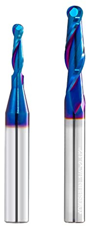 2 PCS Ball Nose Set CNC Router bits Carbide Ball Nose End Mill with Nano Blue Coating for Side Milling. End Milling. Finish Machining. (2 PSC Ball Nose Set)