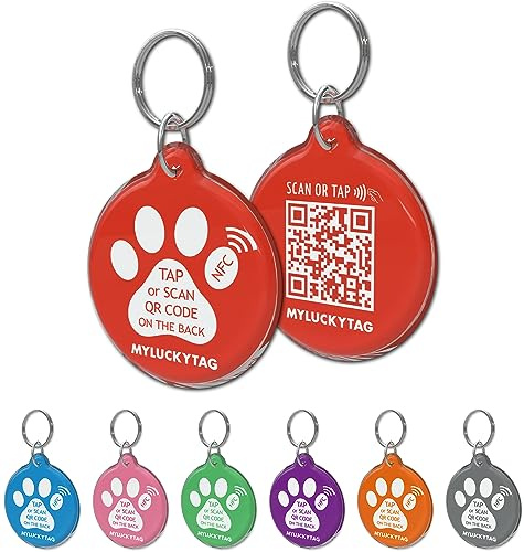 MYLUCKYTAG NFC & QR-kod smart husdjurs-ID-bricka personlig hund katt etikett, online husdjursprofil, varning för husdjursplats, digital husdjurstagg, tyst husdjurstagg, hållbart husdjurs-ID,