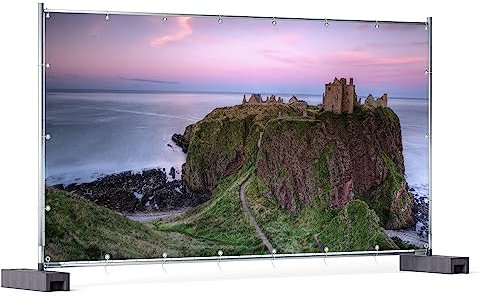 Wallario XXL Outdoor-Poster für Garten oder Balkon Schloss am Meer, Motivbanner Größe: ca. 340 x 173 cm, Outdoor-Bild