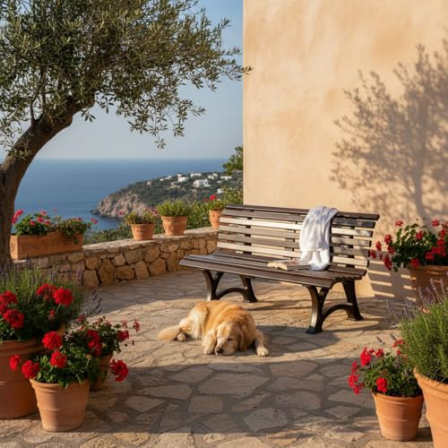 PROREGAL Gartenbank Jamaika | 3-Sitzer | Braun | HxBxT 80x150x64cm | Witterungs- & UV-beständiger Kunststoff | Parkbank Sitzbank Außenbereich Garten Balkon Terrasse