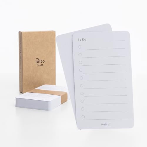 Pulto To Do Liste: 50 Karteikarten (7,5x12,5cm) | To Do Planer, Checkliste, Täglicher Aufgabenplaner, Büro Planer | To-Do Karten für Büro, Home Office, Studium, Schule & Alltag