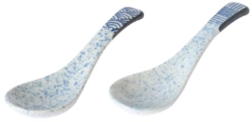 MAGICLULU Cuillères à Soupe Légères et Faciles à Ranger Lot de 2 en Céramique de Style Japonerie Vie Quotidienne Repas en Famille