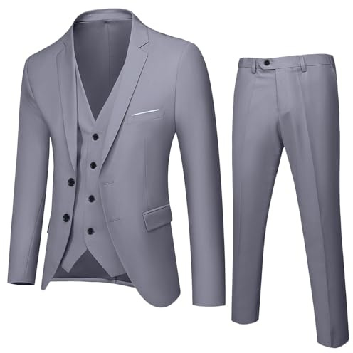Boys 3 Pieces Suits Shawl Lapel Slim Fit Tux Jacket Vest Pants 6 Colors Prom Party Wedding Suit Party Casual Jacket Vest & Trousers Coat Formal Outfit Prom Button Down Suit Blazer Grey