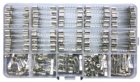 250 Stück Glasrohr-Schaltungsschutz-Set, 5 × 20 mm & 6 x 30 m Sicherungen, Glasrohrsicherungen, Feinsicherungen, Träger, Glassicherungen, Set