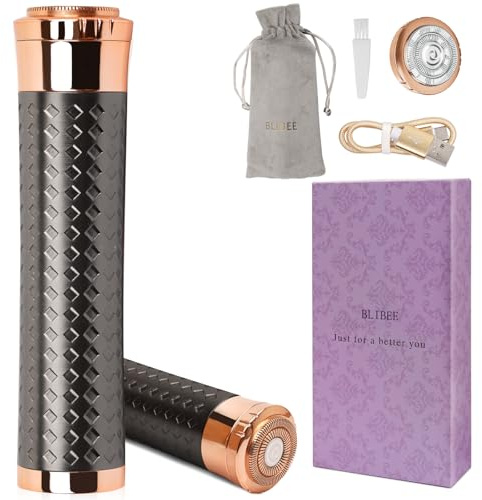 BLIBEE Upgrade Gesichtshaarentfernung für Frauen, Wiederaufladbare Haarentfernungsgerät, Schmerzlos Gesicht Elektrischer Rasierer/Rasierer für Lippe, Arme, Gesicht, Pfirsich-Fuzz (Schwarz)