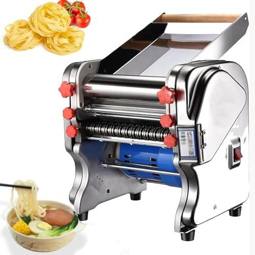 lwjunmm Máquina De Pasta Eléctrica 550W, Laminadora De Masa Comercial, Máquina para Hacer Bolas De Masa Hervida, Espaguetis Frescos Caseros En 10 Minutos, para Fideos/Espaguetis/Lasaña/Raviolis,200