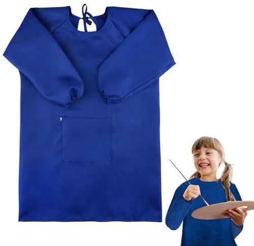 Svalor Malkittel Kinder 8-10 jahre, Malschürze Kinder, Wasserdicht, Blau