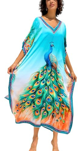 YouKD Vestido de verano bohemio estilo caftán para mujer, talla grande, pareo de playa, bata larga, talla única, Altoa única