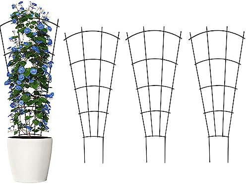 Thealyn Treillis de Jardin en Métal pour Plantes Grimpantes, Lot de 4, 60/82/109 cm (Noir, 109 cm)