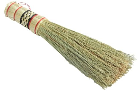 Ipetboom Straw Wok Brush Long Handle 28cm Natural Straw Scrub Brush Multi-use for Pot Cleaning and Dishwashing Wok Accessories Cleaning Tool
