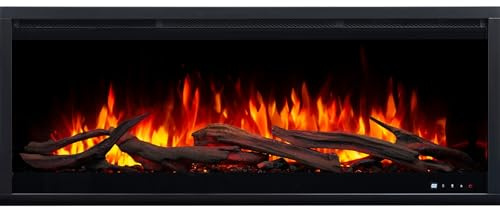 Aflamo Royal 3D - Camino elettrico da incasso, effetto fiamma LED realistico, con funzione riscaldamento, effetto fiamma 3D (160x48x22)