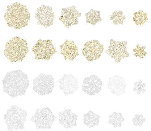 Cabilock 24stücke Häkelspitze-tischset Handgefertigte Häkelblumen Aus Baumwolle Appliques Für Näh Und Bastelprojekte Als Hut Oder Kleiderschmuck Dekoration Für Geschenke Und Kurse