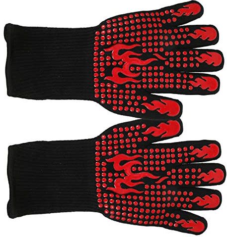 FUNNETOYU Heat Resistant Mitt Thickened Mitts Silicone Polyester Cotton Oven Gloves with Strong Grip Anti-skid Simple Chic Design for Kitchen and Home Bbq Baking