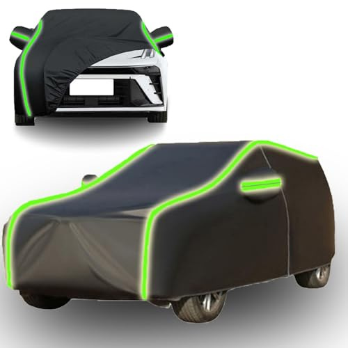 Bache Voiture Exterieur pour AIXAM Crossover Housse de Protection pour Voiture Imperméable Oxford Résistant aux UV,Anti-Rayures avec Bandes Réfléchissantes et Zip Latéral,Noir