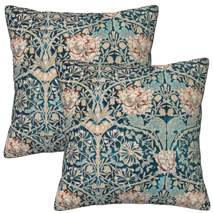 HOSTECCO Vintage Floral Cushion Covers 45x45 cm Set of 2 Flower Velvet Cushion Cases Chinoiserie Decorative Pillow Covers for Sofa Couch