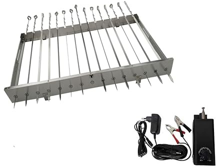 Neu walexo Spießdreher (universell), incl. 15 Edelstahlspieße mit verschiedenen Motoren (mit Motor 3-12V/10W (regelbar)